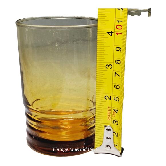 Vtg Amber Juice Glasses Tumbler Set Of 4 Optic Swirl by Libbey Malibu Honeycomb - Picture 9 of 14